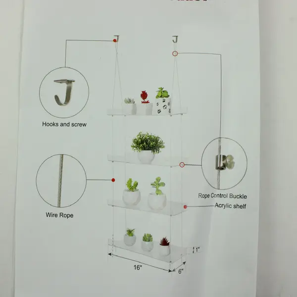 Acrylic Multi-Tier Hanging Window Plant Shelf System Indoor Display