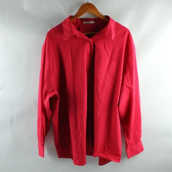 Foxcroft Women's Red Button-Down Shirt Long Sleeve Size 24W