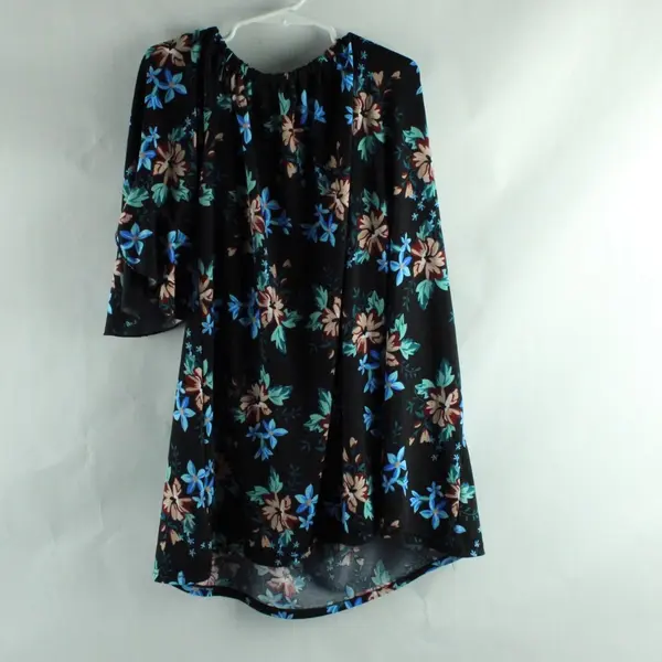 Anna Morgan Women's Floral Bell Sleeve Blouse XL Black Red Blue Green
