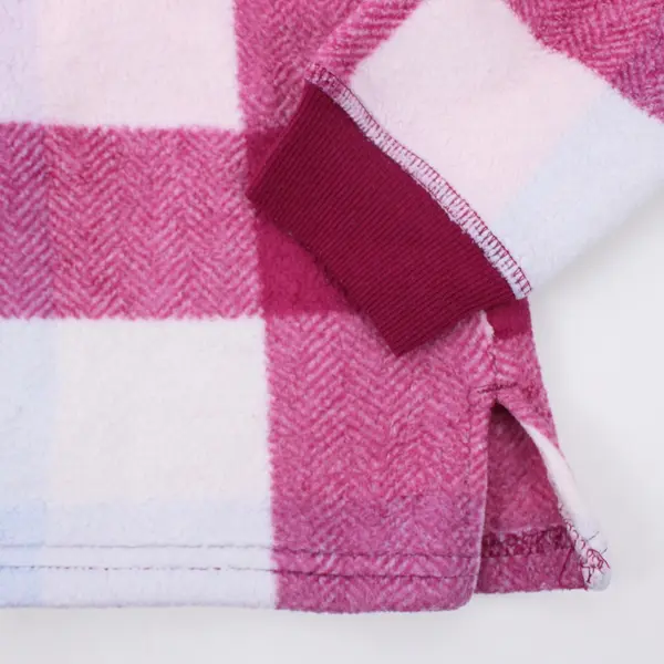 Joyspun Women's Magenta Pink Blue Plaid Fleece Crewneck Sweater M 8-10