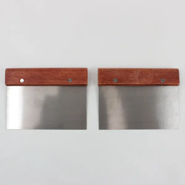 2 Stainless Steel Dough Scraper Pastry Cutter Scrapers W/ Wooden Handle