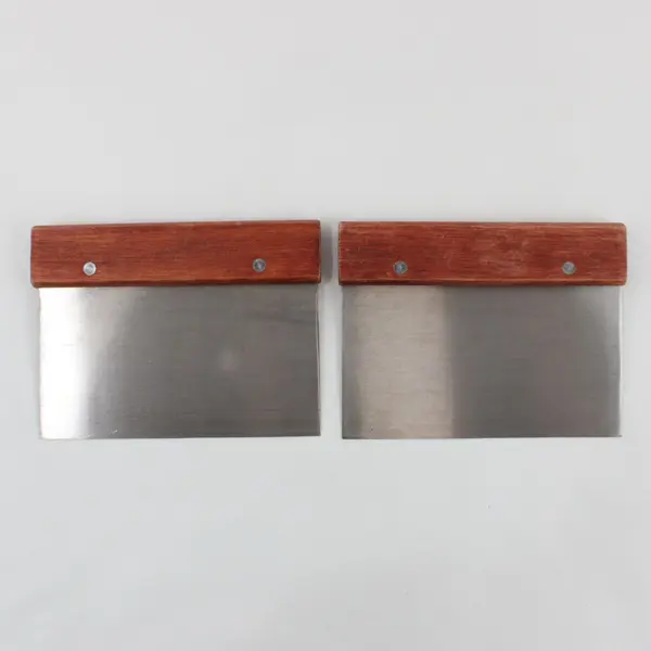 2 Stainless Steel Dough Scraper Pastry Cutter Scrapers W/ Wooden Handle