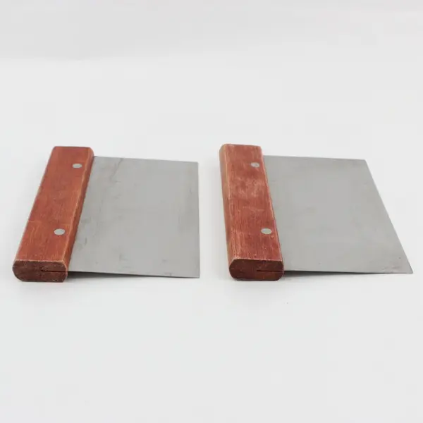 2 Stainless Steel Dough Scraper Pastry Cutter Scrapers W/ Wooden Handle