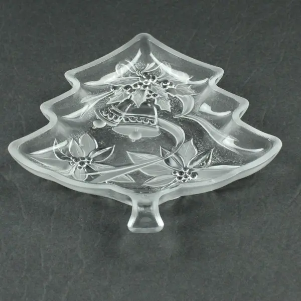 Home Beautiful Christmas Tree Holiday Flowers Glass Server 7.5 Inch