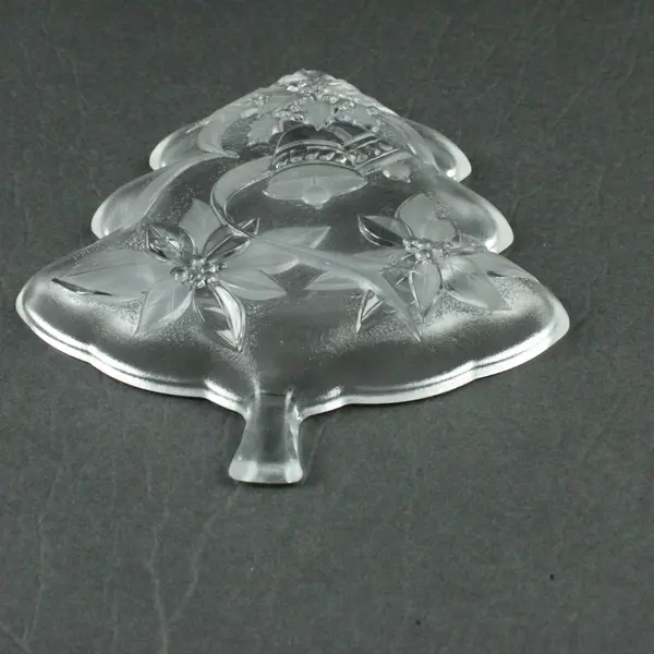 Home Beautiful Christmas Tree Holiday Flowers Glass Server 7.5 Inch