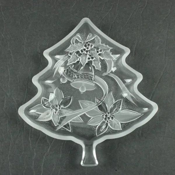 Home Beautiful Christmas Tree Holiday Flowers Glass Server 7.5 Inch
