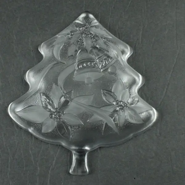 Home Beautiful Christmas Tree Holiday Flowers Glass Server 7.5 Inch