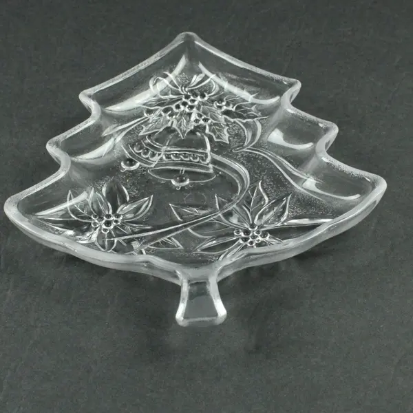 Home Beautiful Christmas Tree Happy Holidays Glass Server 7.5 Inch