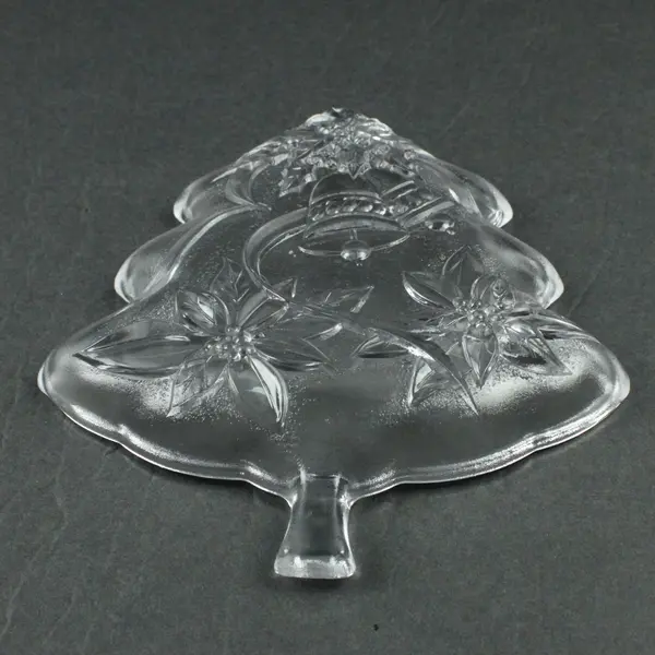 Home Beautiful Christmas Tree Happy Holidays Glass Server 7.5 Inch