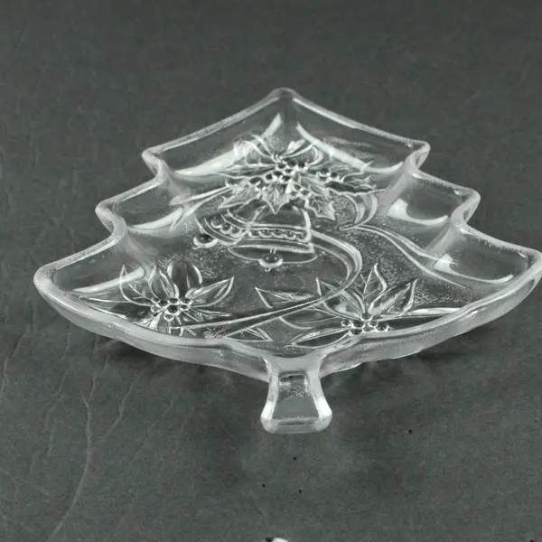 Home Beautiful Christmas Tree Happy Holidays Glass Server 7.5 Inch