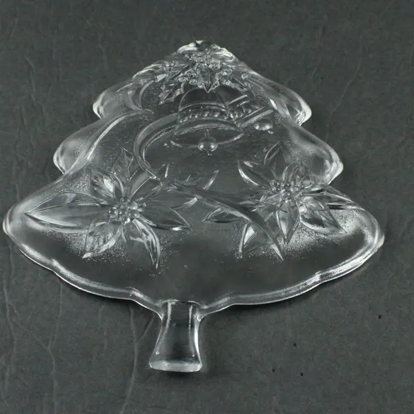 Home Beautiful Christmas Tree Happy Holidays Glass Server 7.5 Inch