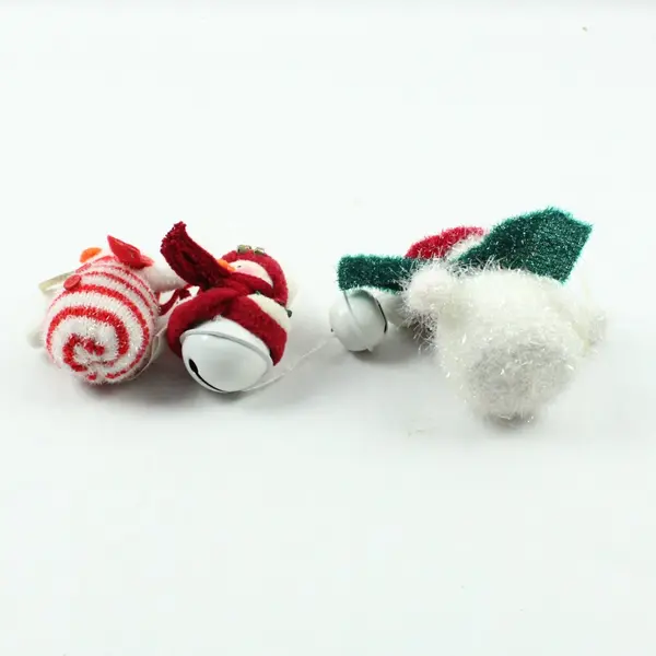 Lot of 3 Fuzzy Sparkly Snowman Christmas Ornaments with Bells