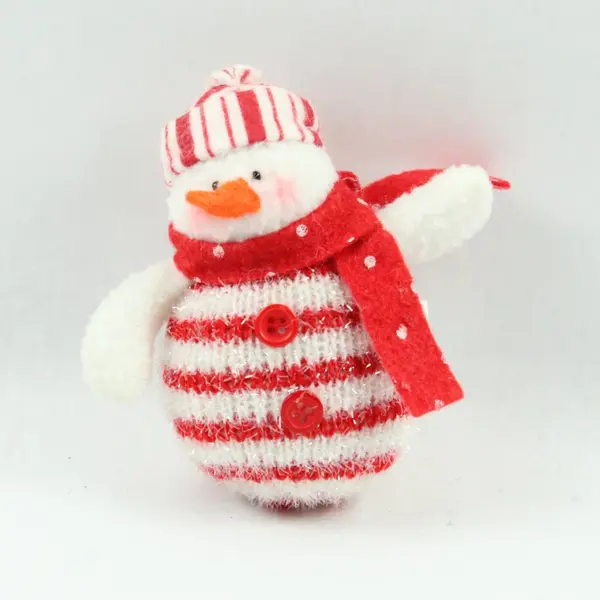 Lot of 3 Fuzzy Sparkly Snowman Christmas Ornaments with Bells