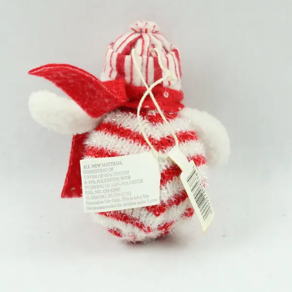 Lot of 3 Fuzzy Sparkly Snowman Christmas Ornaments with Bells