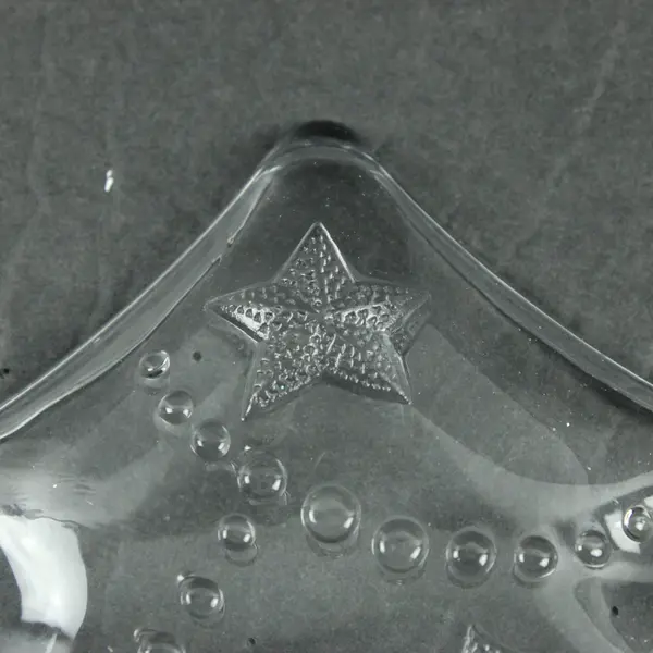 Clear Glass Christmas Tree Serving Dish 7.5 in Star Bell Details