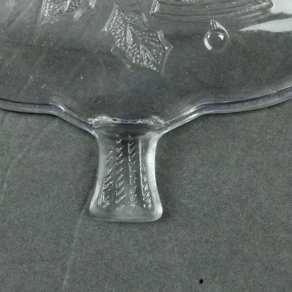Clear Glass Christmas Tree Serving Dish 7.5 in Star Bell Details