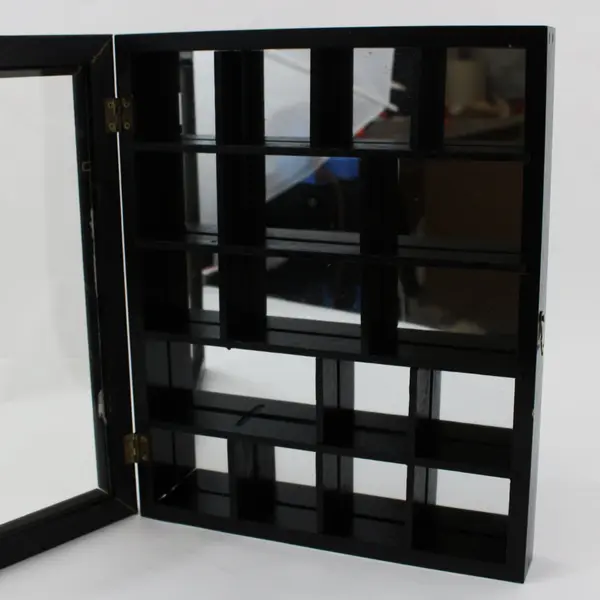 Wood Glass Display Cabinet Floral Frame Mirrored Back 11.5 x 10