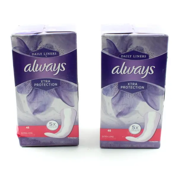 Set of 2 Always Daily Pantiliners Extra Long 46 Count Each 