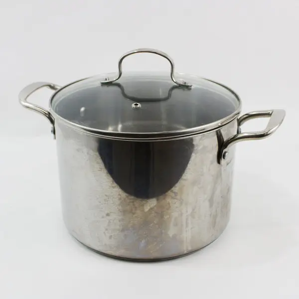 Denmark 8 Qt Stainless Steel Stock Pot Glass Lid 2 Side Handles