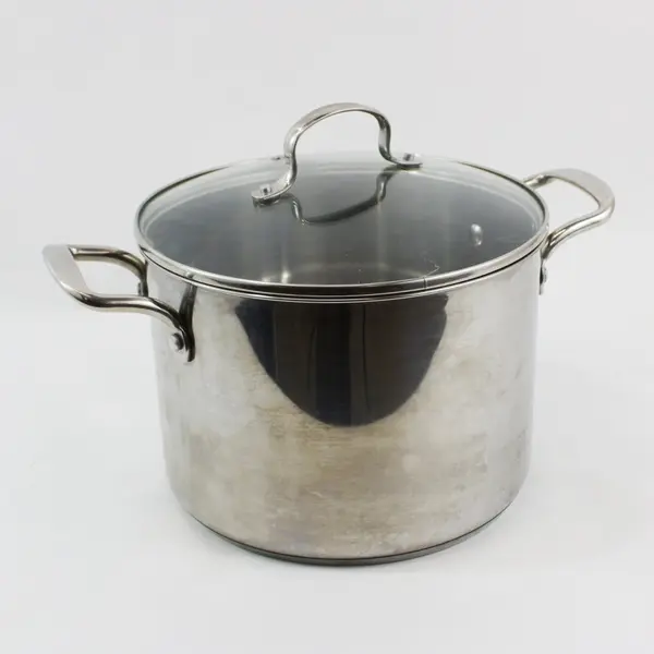 Denmark 8 Qt Stainless Steel Stock Pot Glass Lid 2 Side Handles
