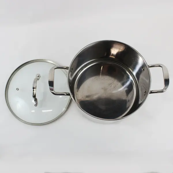 Denmark 8 Qt Stainless Steel Stock Pot Glass Lid 2 Side Handles