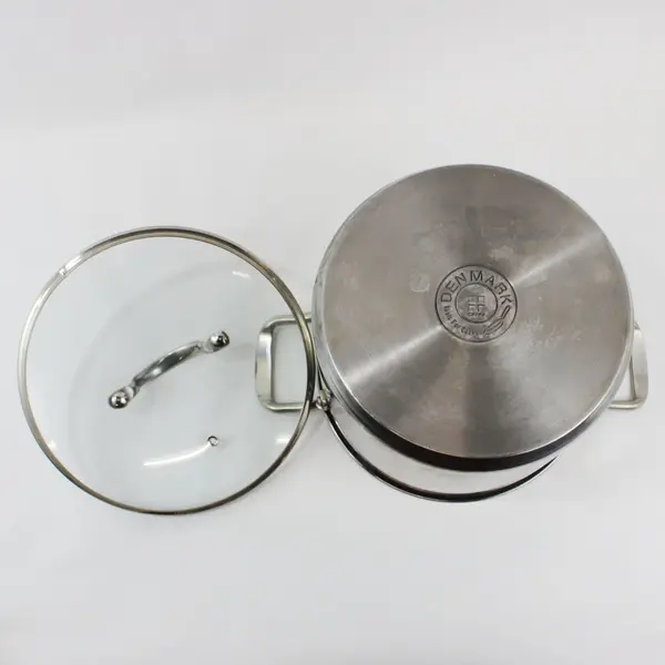 Denmark 8 Qt Stainless Steel Stock Pot Glass Lid 2 Side Handles