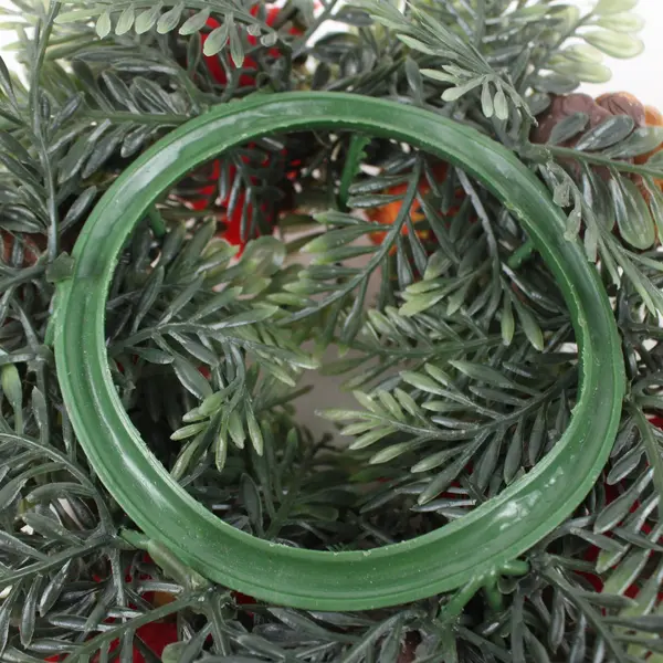 Artificial Poinsettia Fruit Berry Pinecone Candle Ring Christmas Decor