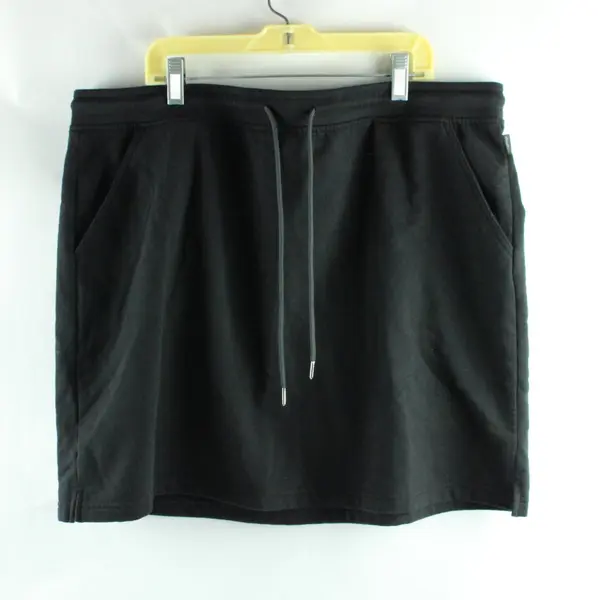 Eddie Bauer Women's Black Jersey Drawstring Waist Skirt XL Pockets