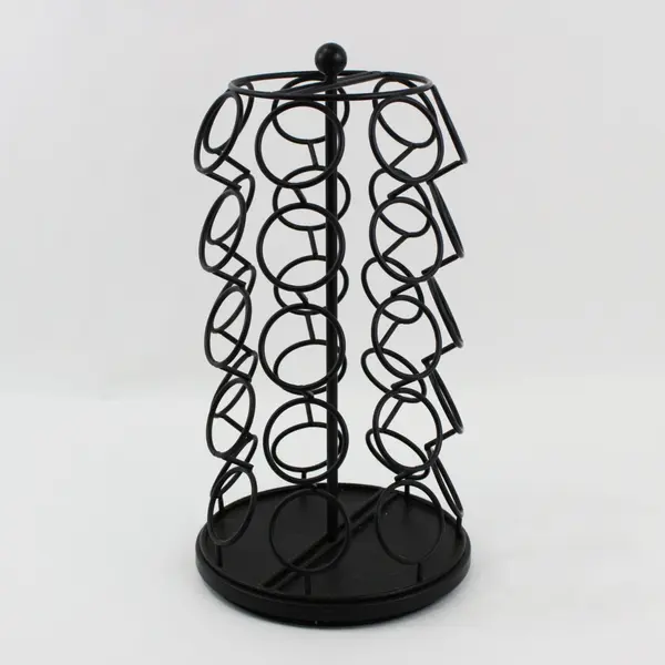 Black Iron Rotating K-Cup Pod Holder Rack Holds 35 Coffee Pods 13in