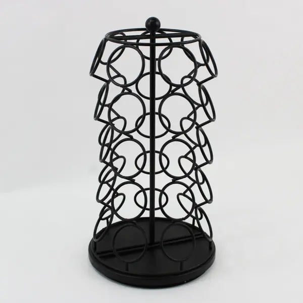 Black Iron Rotating K-Cup Pod Holder Rack Holds 35 Coffee Pods 13in