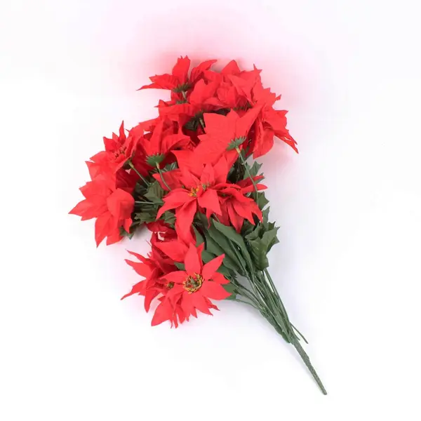 Red Artificial Poinsettia Bunches & Loose Stems Holiday Decor Lot