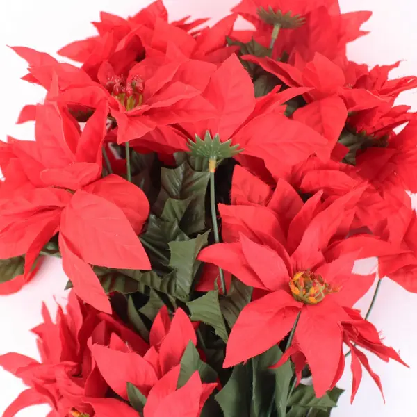 Red Artificial Poinsettia Bunches & Loose Stems Holiday Decor Lot