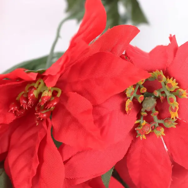 Red Artificial Poinsettia Bunches & Loose Stems Holiday Decor Lot