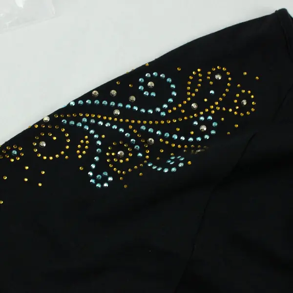 Quacker Factory By Jeanne Bice Black Long Sleeve Bedazzled Sleeves Top 2X