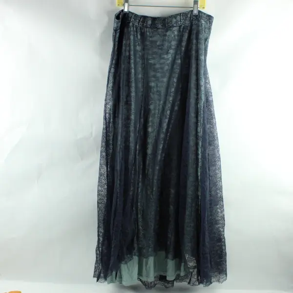 Free People Women's Blue Lace Asymmetrical Long Skirt XL