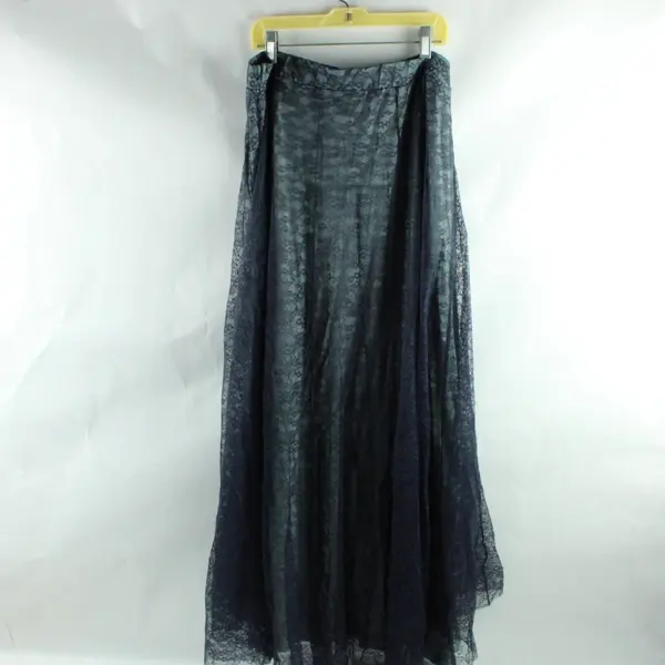 Free People Women's Blue Lace Asymmetrical Long Skirt XL