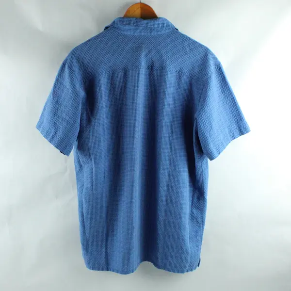 Columbia Omni-Shade Men's M Blue Plaid Short Sleeve Button Down Shirt