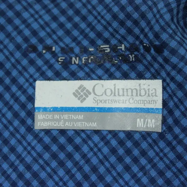 Columbia Omni-Shade Men's M Blue Plaid Short Sleeve Button Down Shirt