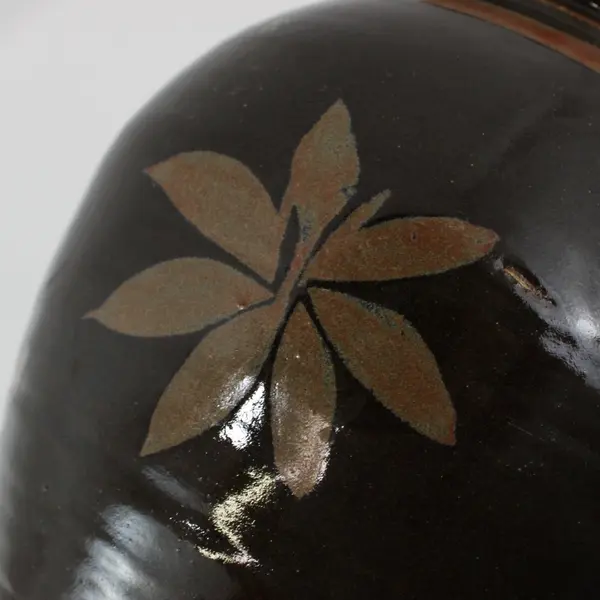 Handmade Ceramic Vase Brown Tan Floral Pattern 9.5 Inch