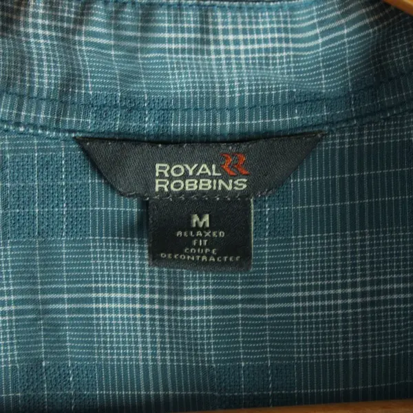 Royal Robbins Men's Blue Plaid Short Sleeve Button Down Shirt Medium