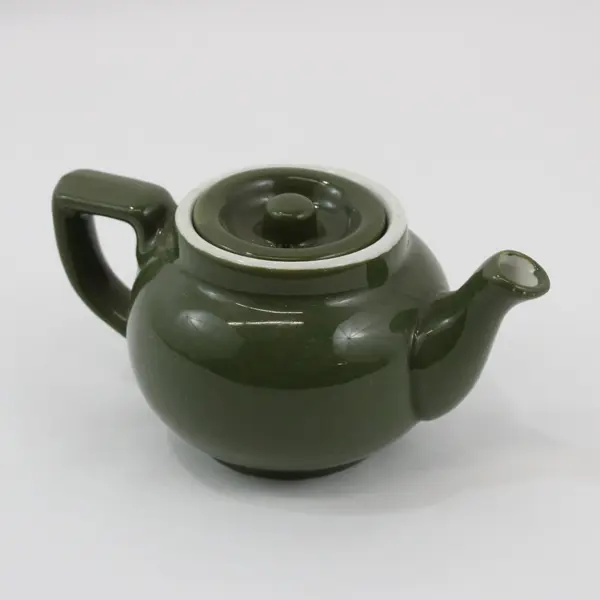Hall Pottery Olive Green Single-Serve Teapot With Sunken Lid