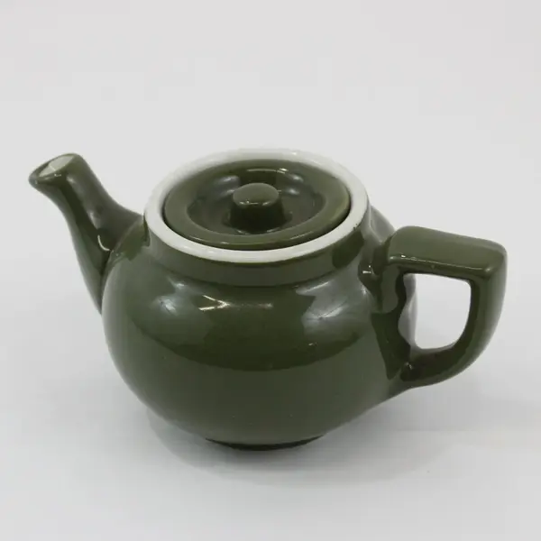 Hall Pottery Olive Green Single-Serve Teapot With Sunken Lid