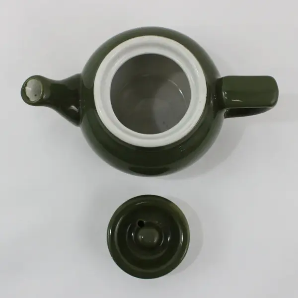 Hall Pottery Olive Green Single-Serve Teapot With Sunken Lid