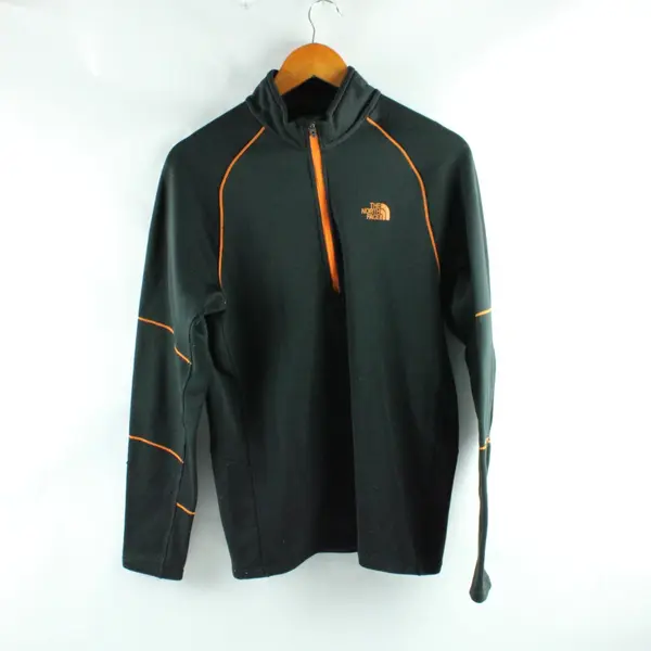The North Face Men's Quarter Zip Pullover Black Orange Medium