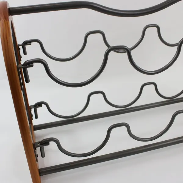 6-Bottle Wooden Wine Rack with Removable Metal Holders Rustic Bar Decor