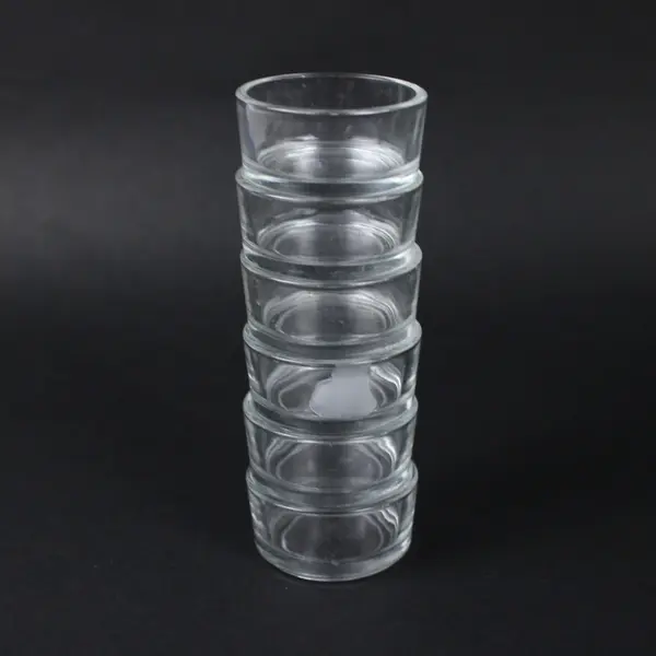 Set of 6 Thick Round Clear Glass Tealight Candle Holders