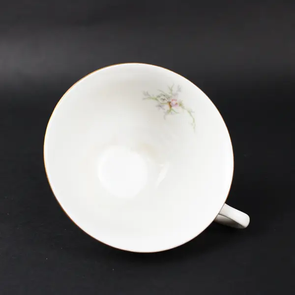 Vogue Fine China Old Rose Footed Teacup Pink Floral Gold Rim