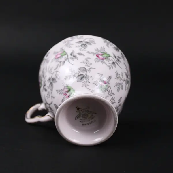 Tuscan Fine English Bone China Floral Footed Teacup Gold Trim Pink