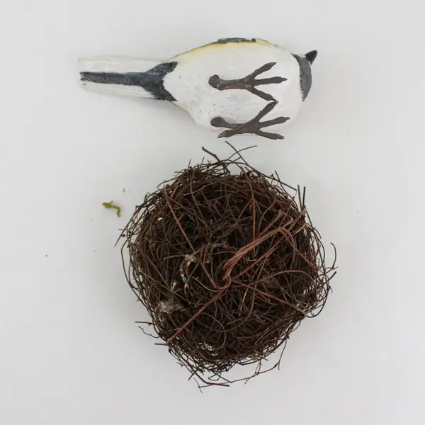Ceramic Black-Capped Chickadee Figurine With Nest And Eggs