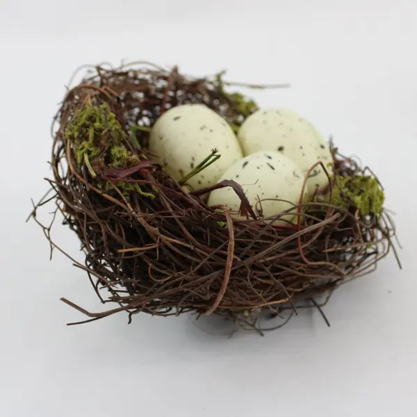 Ceramic Black-Capped Chickadee Figurine With Nest And Eggs